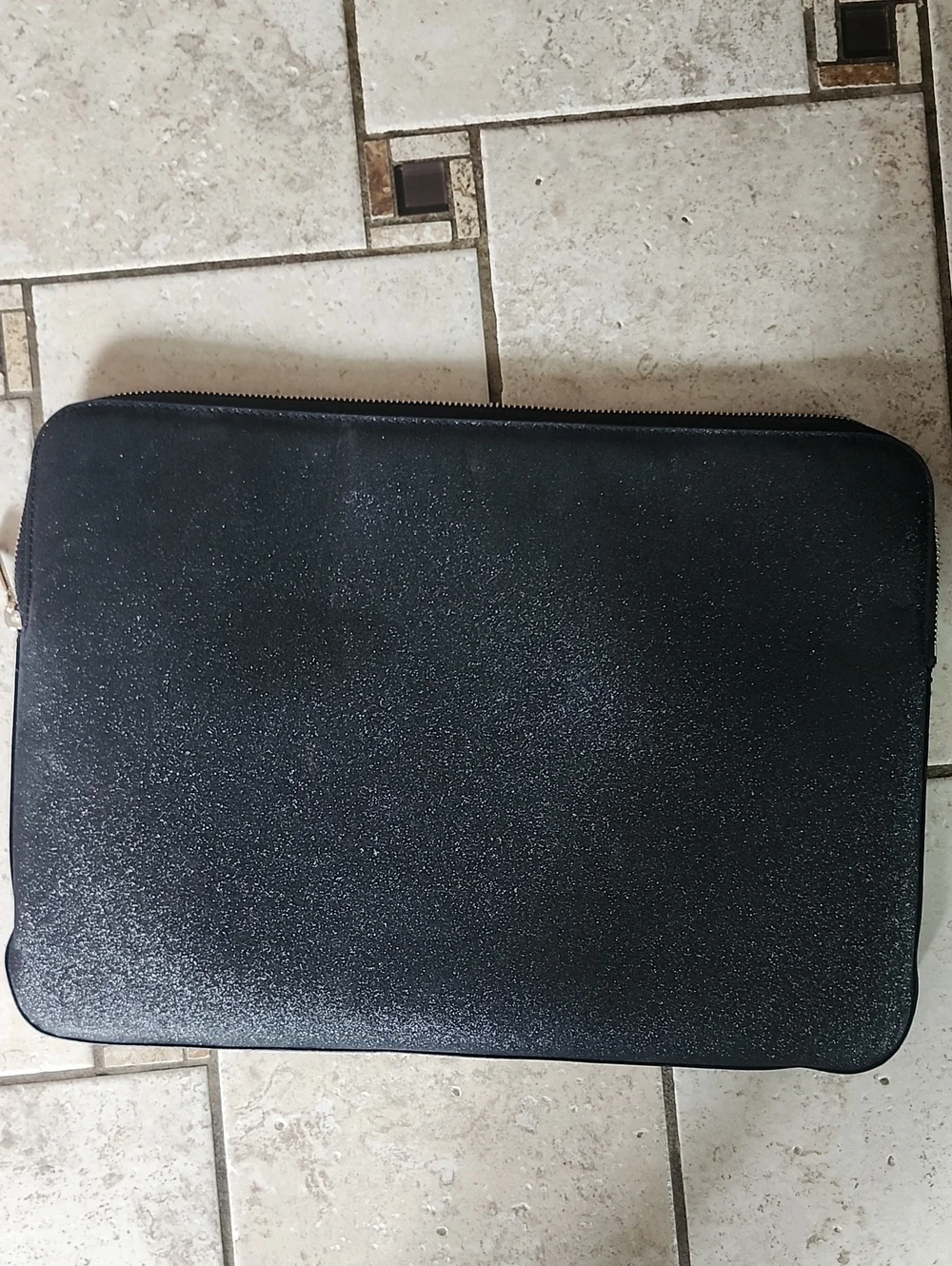 kate spade Black Glitter Saffiano Leather Laptop Sleeve